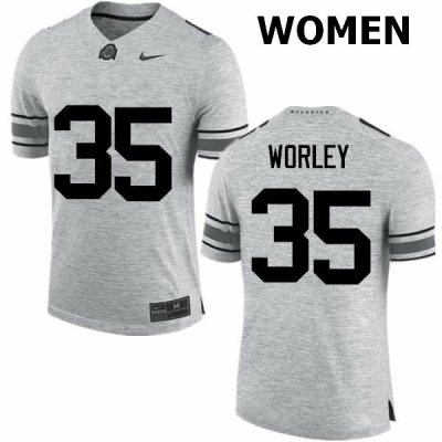 NCAA Ohio State Buckeyes Women's #35 Chris Worley Gray Nike Football College Jersey JXR5645HB